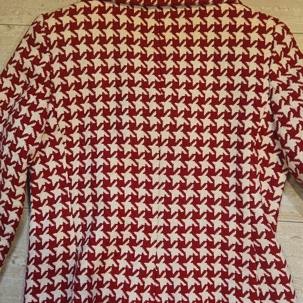 Talbot's Red/White Houndstooth Wool Blend Fully Lined Moto Jacket - Picture 9 of 9
